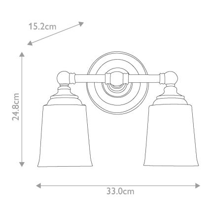 Elstead FE-HUGOLAKE2BATH - LED Badkamer wandlamp HUGOLAKE 2xG9/3W/230V IP44