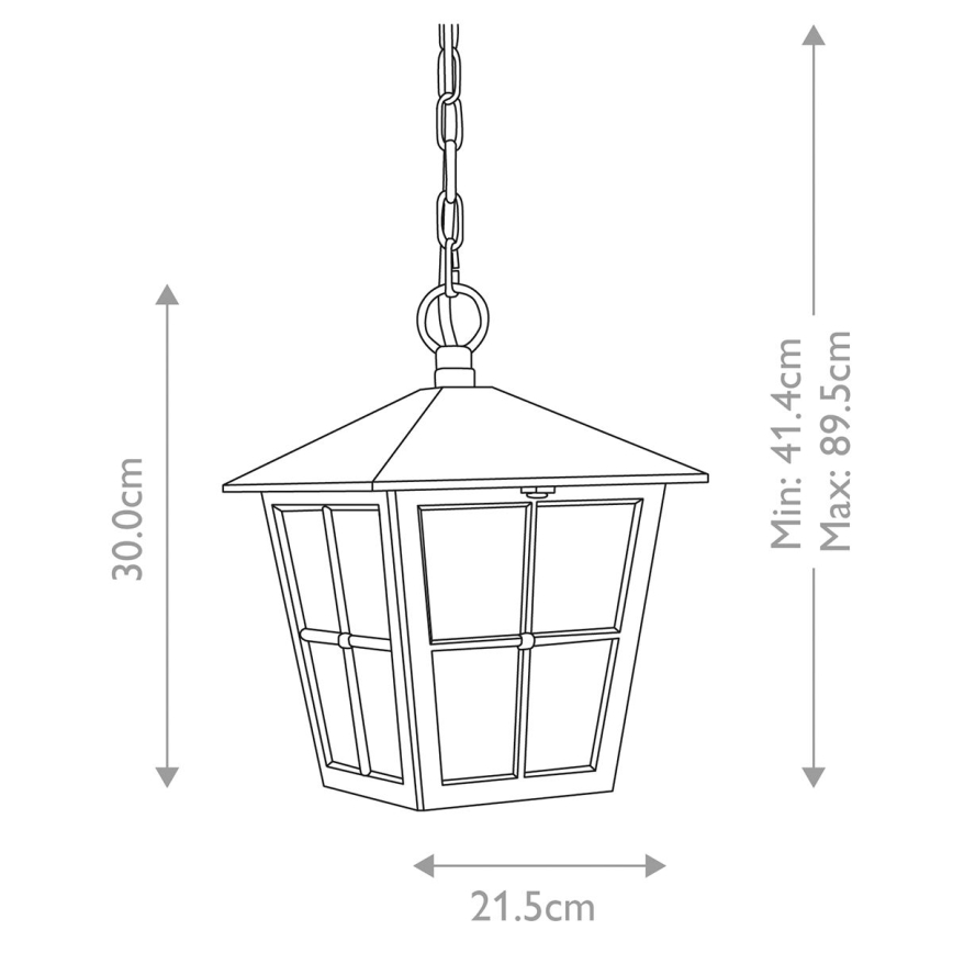 Elstead - Hanglamp aan een ketting voor buiten CANTERBURY 1xE27/100W/230V IP43 zwart