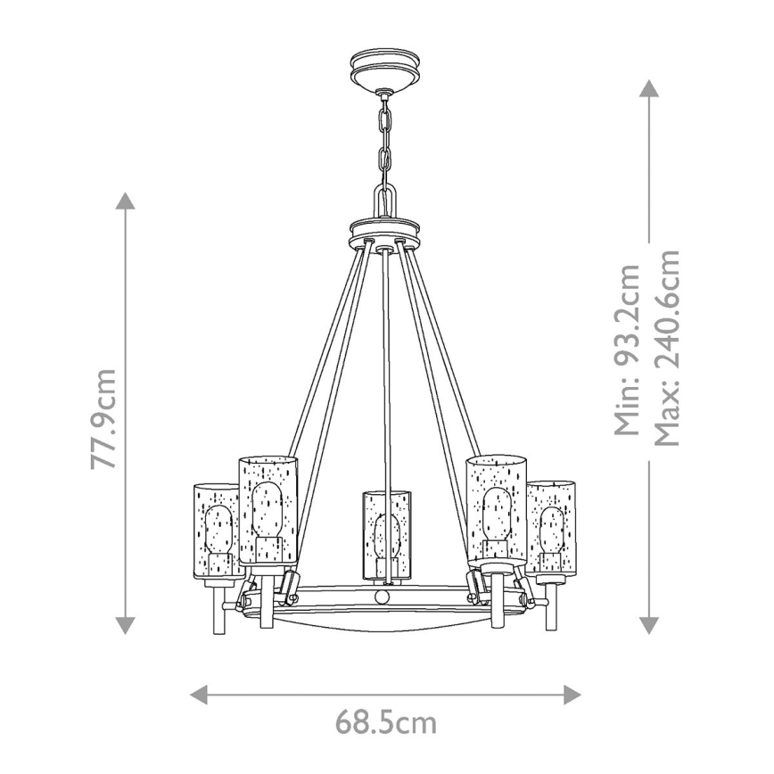 Elstead HK-COLLIER5 - Hanglamp aan een ketting COLLIER 5xE27/100W/230V
