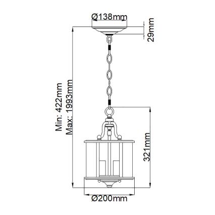 Elstead HK-GENTRY-P-S-PW - Hanglamp aan een ketting GENTRY 3xE14/60W/230V