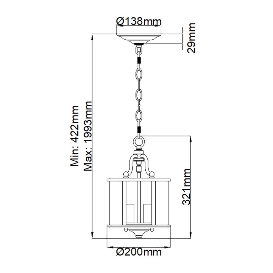 Elstead HK-GENTRY-P-S-PW - Hanglamp aan een ketting GENTRY 3xE14/60W/230V