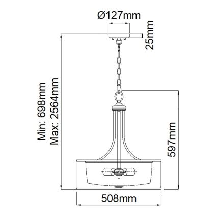 Elstead KL-LACEY-P-L-MB - Hanglamp aan een ketting LACEY 4xE27/60W/230V
