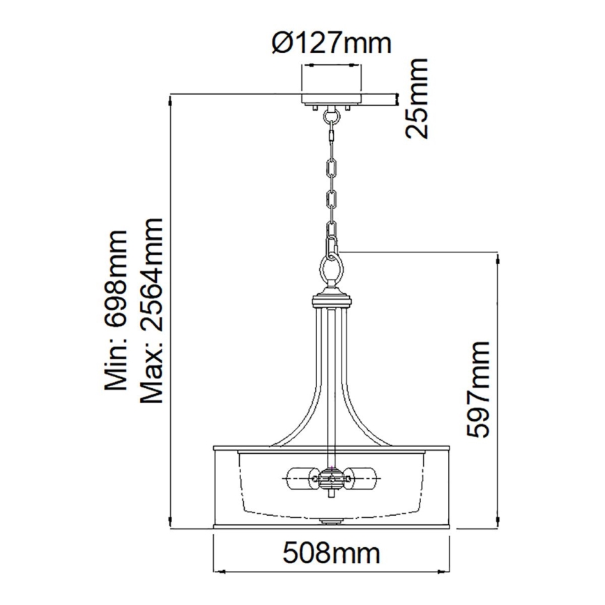 Elstead KL-LACEY-P-L-MB - Hanglamp aan een ketting LACEY 4xE27/60W/230V