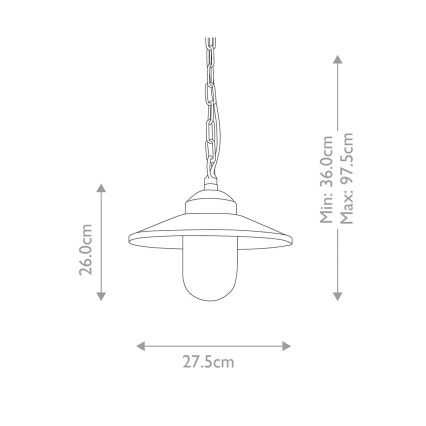 Elstead - KLAMPENBORG buitenhanglamp aan ketting 1xE27/60W/230V IP44 mat chroom