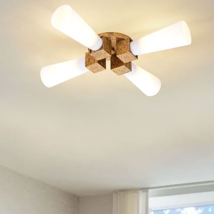 Elstead - Hanglamp met stang KRISTY 4xE27/40W/230V koperkleurig