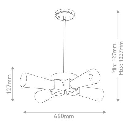 Elstead - Hanglamp met stang KRISTY 4xE27/40W/230V koperkleurig