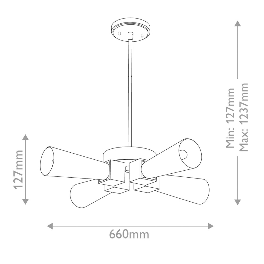 Elstead - Hanglamp met stang KRISTY 4xE27/40W/230V koperkleurig