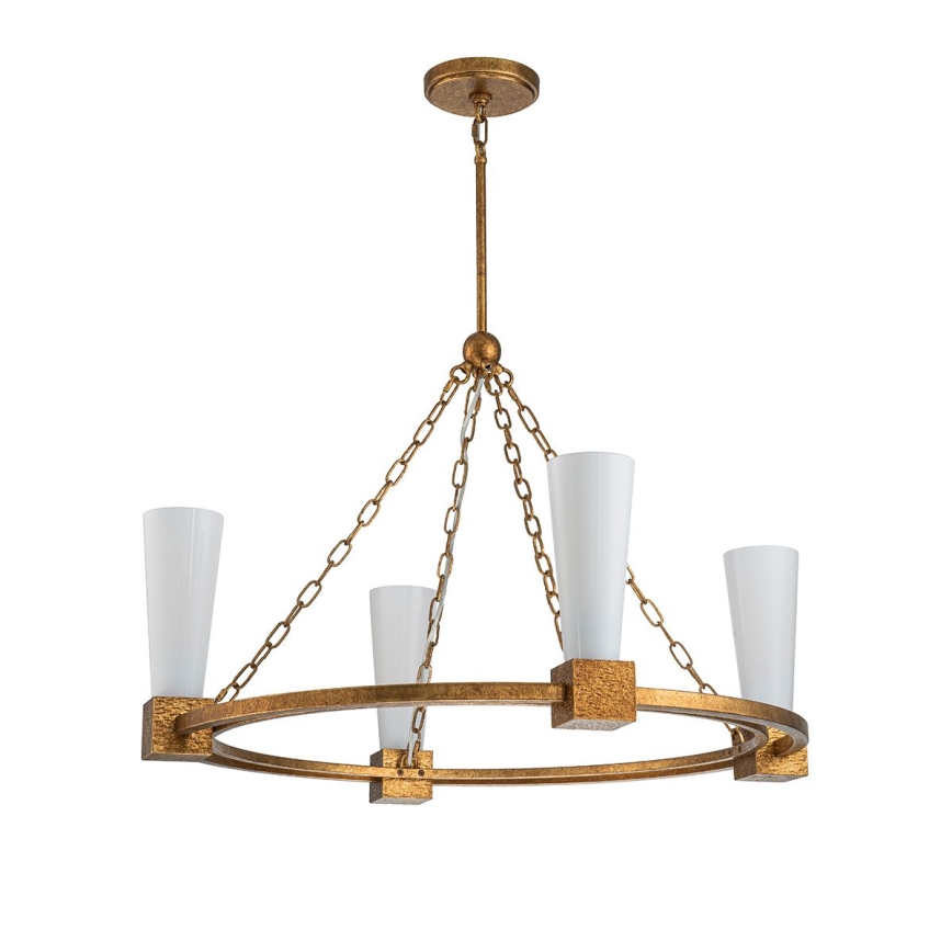 Elstead - Hanglamp met stang KRISTY 4xE27/40W/230V koperen
