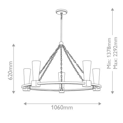Elstead - Kroonluchter op stang KRISTY 5xE27/40W/230V koperen