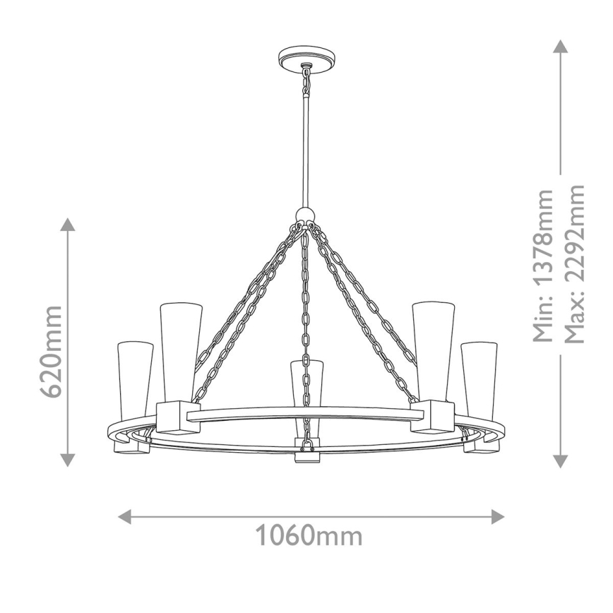 Elstead - Kroonluchter op stang KRISTY 5xE27/40W/230V koperen