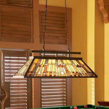 Elstead - Kroonluchter aan ketting Tiffany INGLENOOK 3xE27/100W/230V