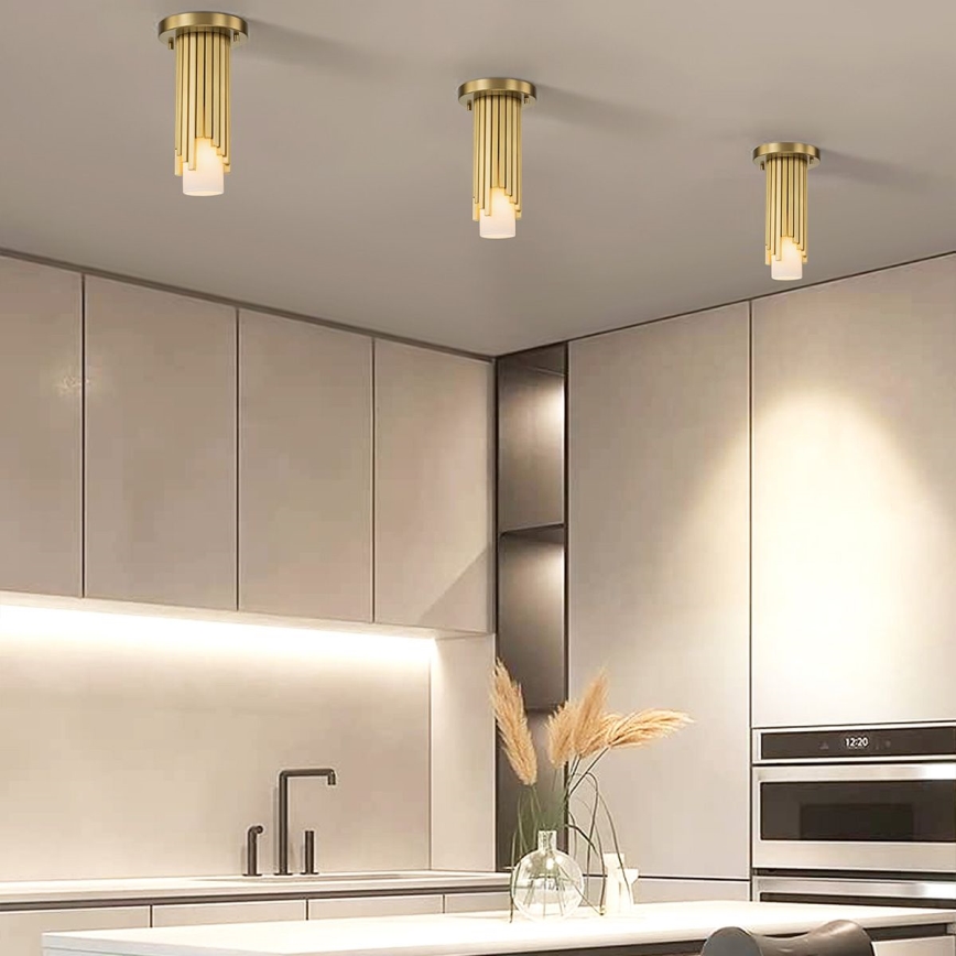 Elstead - Hanglamp met stang MARVELE 1xE14/40W/230V goudkleurig
