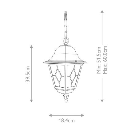 Elstead NR9-BLK - Hanglamp voor Buiten NORFOLK 1xE27/100W/230V IP43