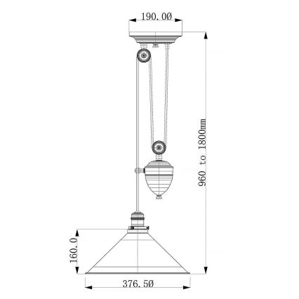 Elstead PV-P-AGB - Hanglamp aan een koord PROVENCE 1xE27/100W/230V messing