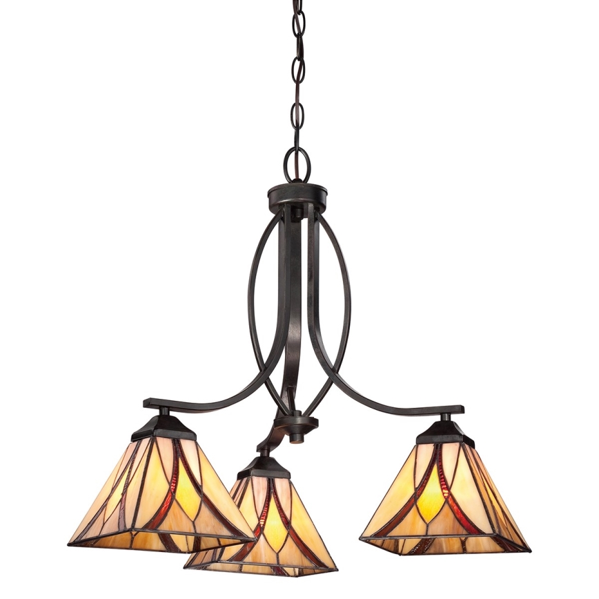 Elstead - Tiffany kroonluchter aan ketting ASHEVILLE 3xE27/60W/230V