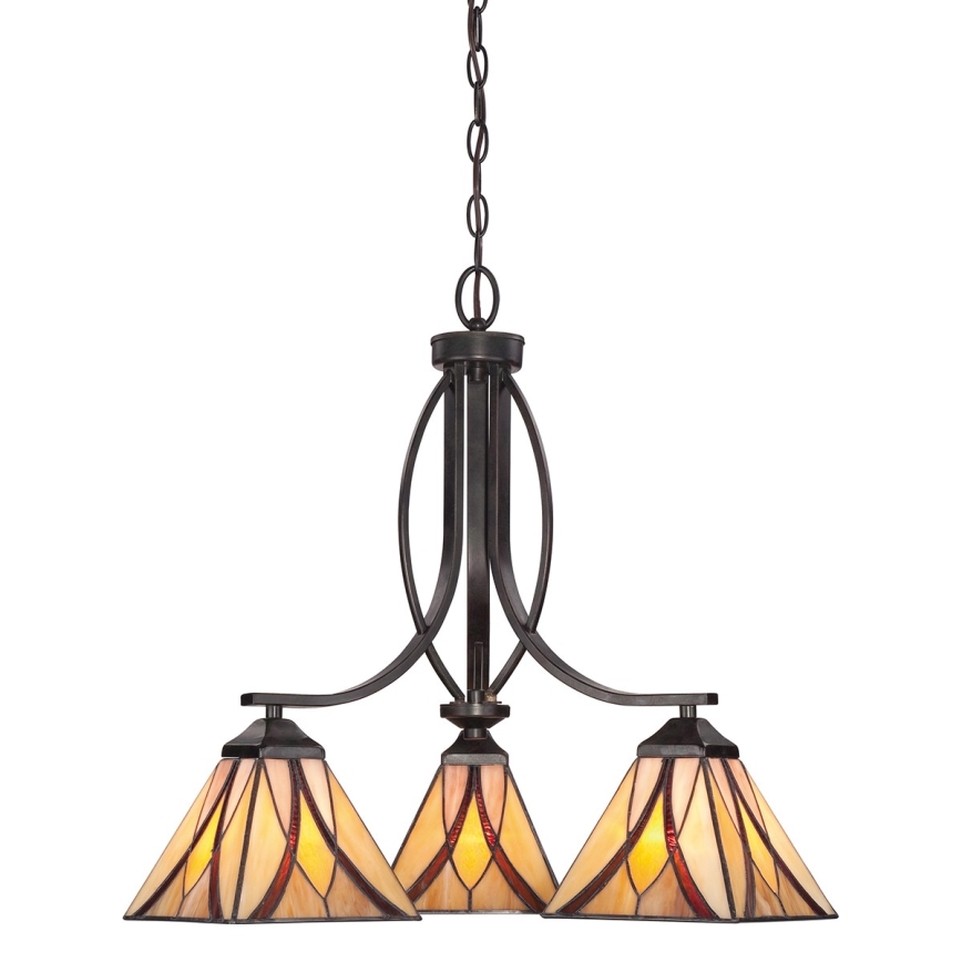 Elstead - Tiffany kroonluchter aan ketting ASHEVILLE 3xE27/60W/230V