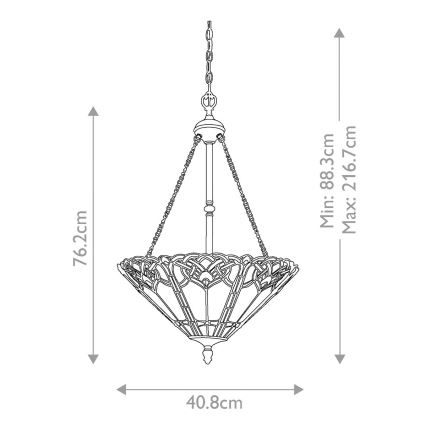 Elstead QZ-CAMBRIDGE-P - Hanglamp aan een ketting BELLE 3xE27/100W/230V