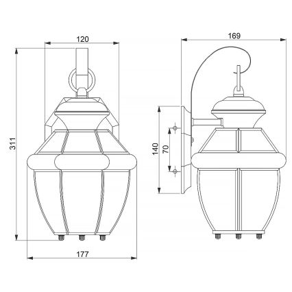 Elstead QZ-NEWBURY2-S-PB - Wandlamp voor buiten NEWBURY 1xE27/150W/230V IP44