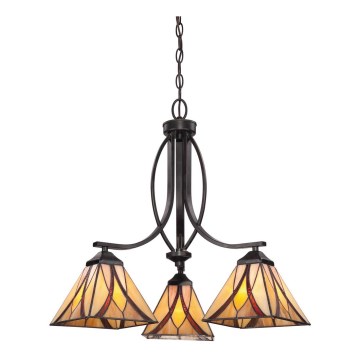 Elstead - Tiffany kroonluchter aan ketting ASHEVILLE 3xE27/60W/230V