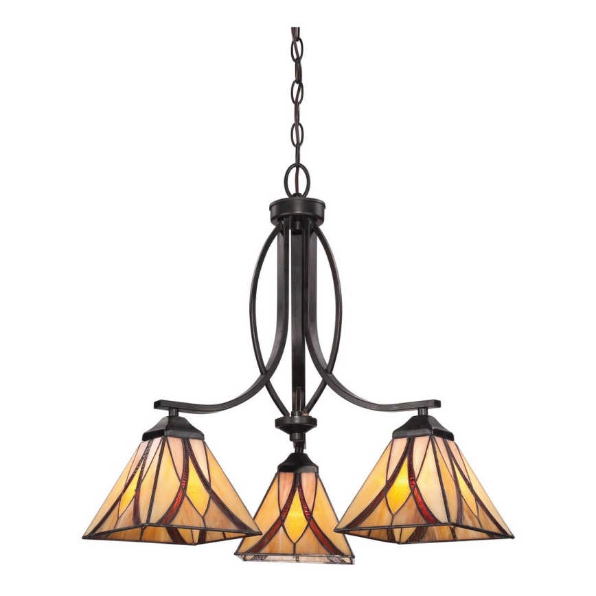 Elstead - Tiffany kroonluchter aan ketting ASHEVILLE 3xE27/60W/230V