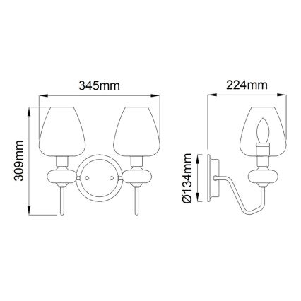 Elstead - Wandlamp ARMAND 2xE14/40W/230V zwart/messing