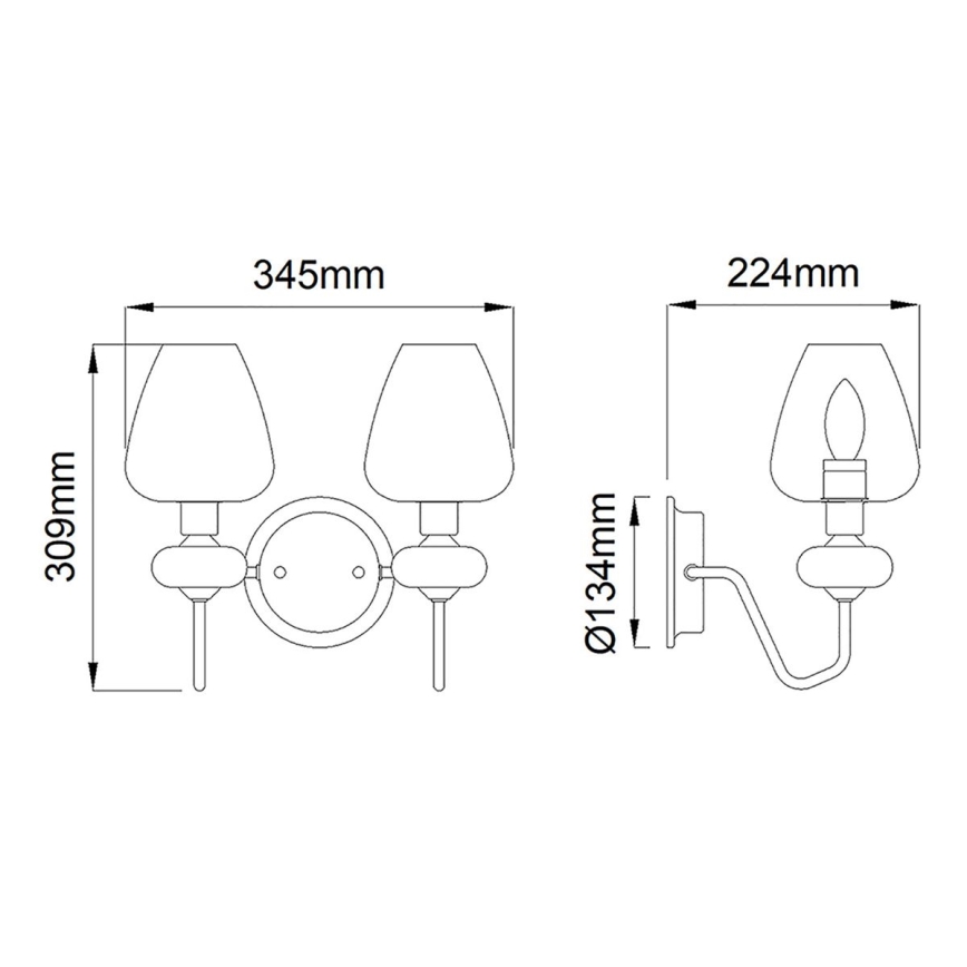 Elstead - Wandlamp ARMAND 2xE14/40W/230V zwart/messing