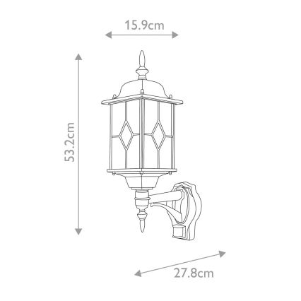 Elstead WX1-PIR - Wand Lamp voor Buiten met Sensor WEXFORD 1xE27/100W/230V IP44