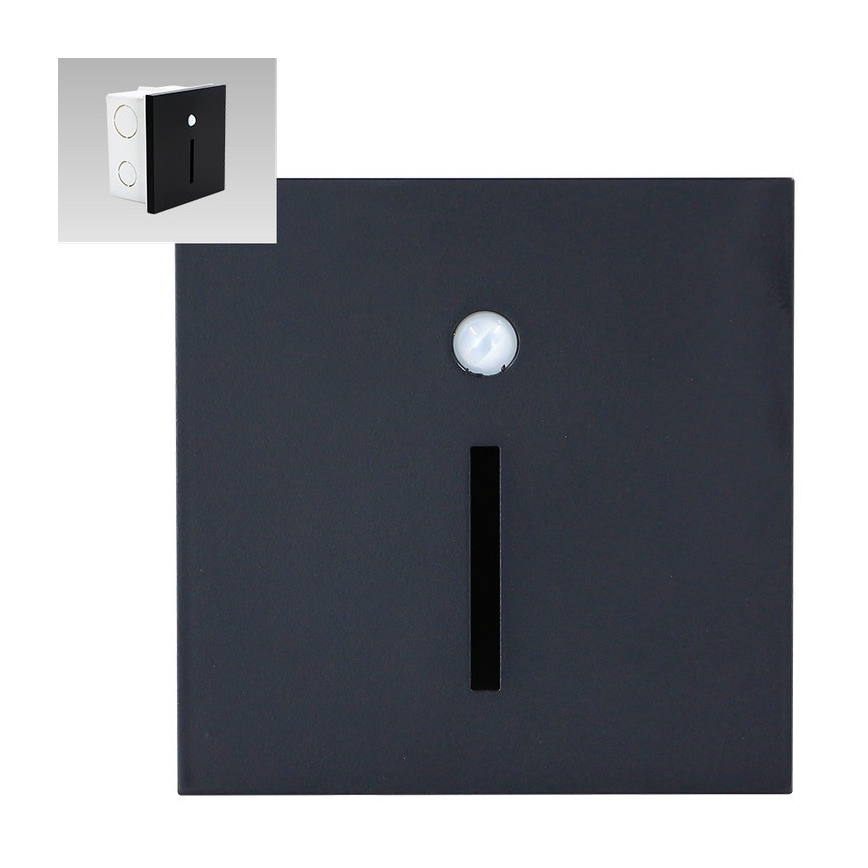 Emithor 70430 - LED Trapverlichting met sensor LINE LED/1W/230V zwart