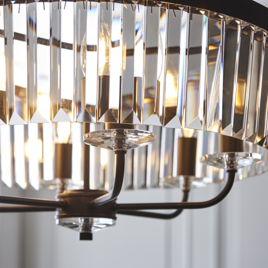 Endon 100711 - Kroonluchter met ketting CHESTERFIELD 6xE14/6W/230V Ø 55 cm zwart