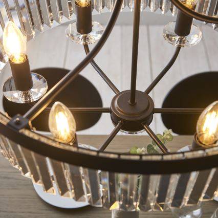 Endon 100711 - Kroonluchter met ketting CHESTERFIELD 6xE14/6W/230V Ø 55 cm zwart