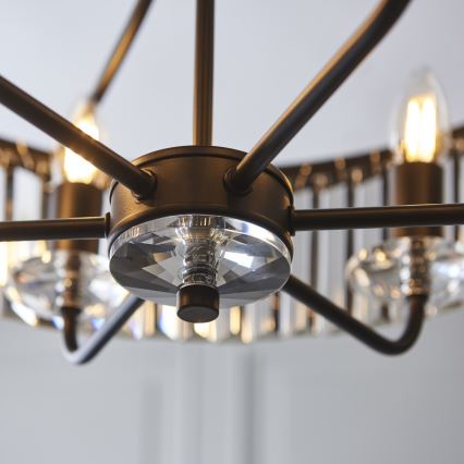 Endon 100711 - Kroonluchter met ketting CHESTERFIELD 6xE14/6W/230V Ø 55 cm zwart