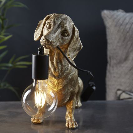Endon 101187 - Tafellamp DACHSHUND 1xE27/10W/230V goud