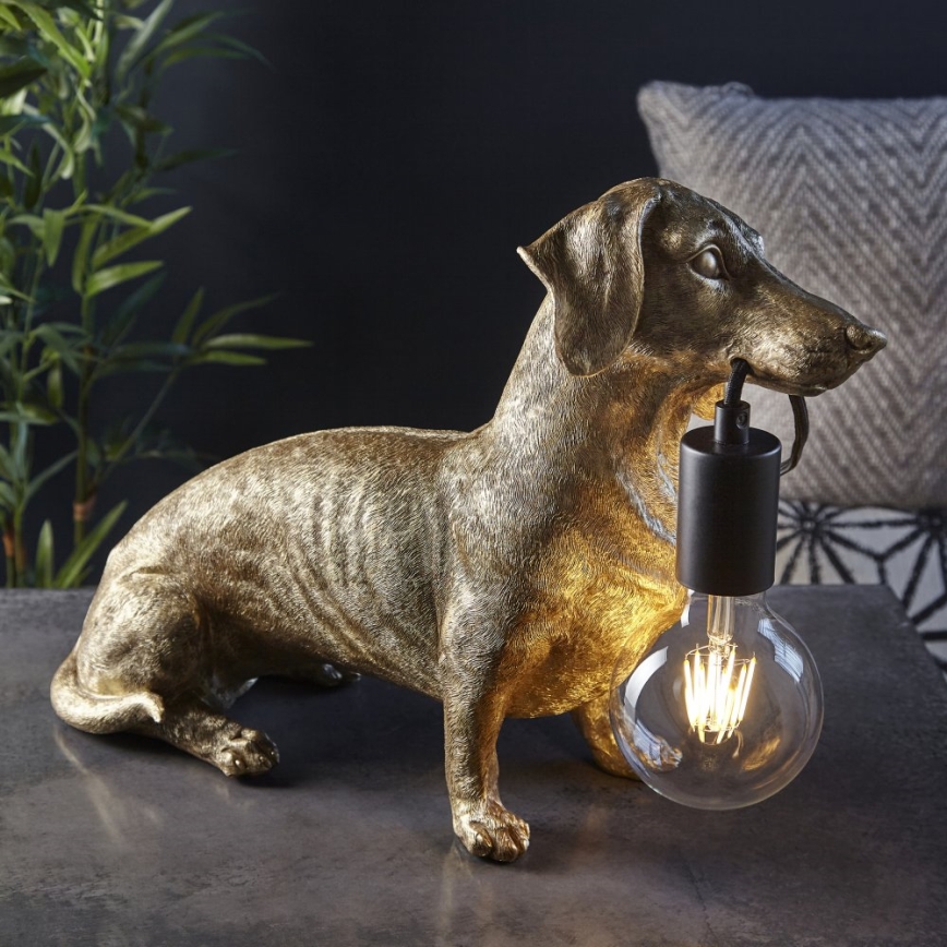 Endon 101187 - Tafellamp DACHSHUND 1xE27/10W/230V goud