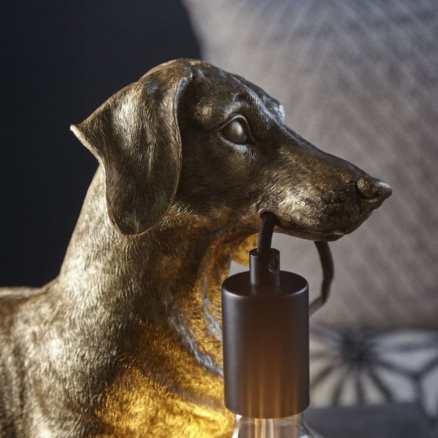 Endon 101187 - Tafellamp DACHSHUND 1xE27/10W/230V goud