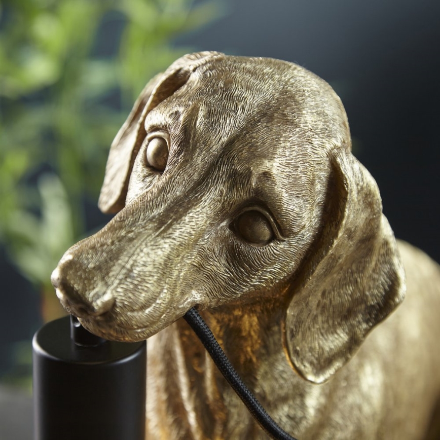 Endon 101187 - Tafellamp DACHSHUND 1xE27/10W/230V goud