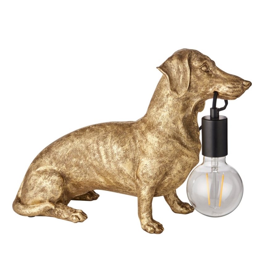 Endon 101187 - Tafellamp DACHSHUND 1xE27/10W/230V goud