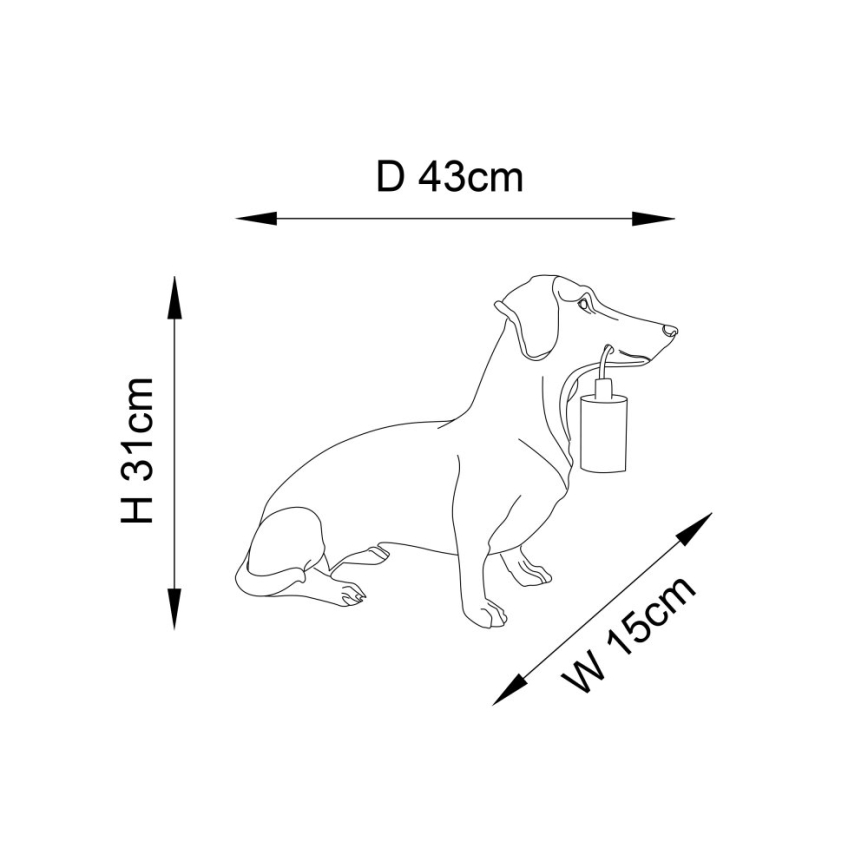 Endon 101187 - Tafellamp DACHSHUND 1xE27/10W/230V goud