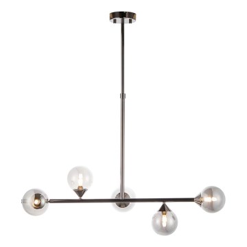 Endon 101348 - Hanglamp met stang OTIS 5xG9/3W/230V zwart-chroom/rookzwart