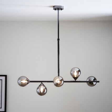 Endon 101348 - Hanglamp met stang OTIS 5xG9/3W/230V zwart-chroom/rookzwart