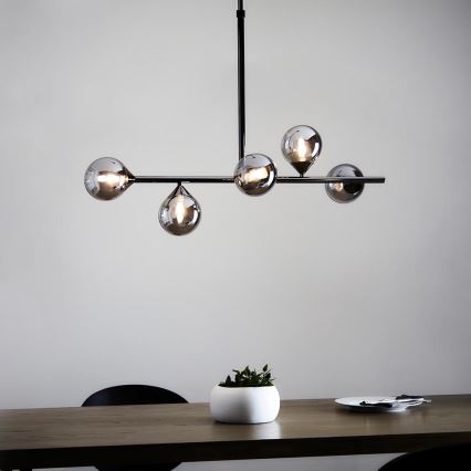 Endon 101348 - Hanglamp met stang OTIS 5xG9/3W/230V zwart-chroom/rookzwart