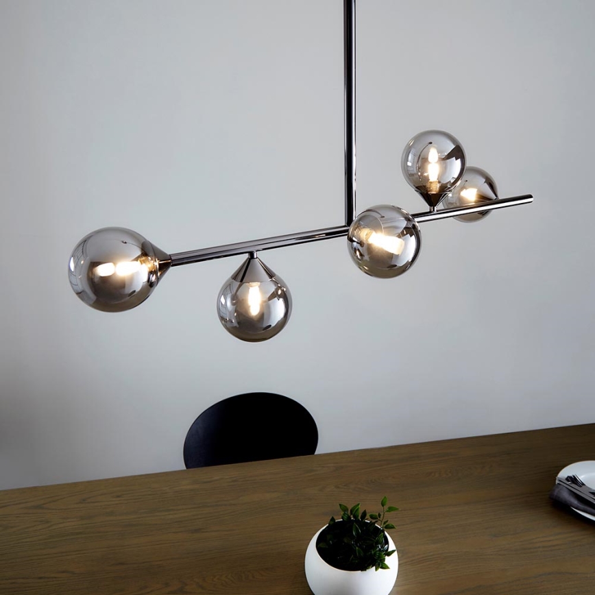 Endon 101348 - Hanglamp met stang OTIS 5xG9/3W/230V zwart-chroom/rookzwart