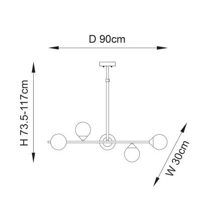 Endon 101348 - Hanglamp met stang OTIS 5xG9/3W/230V zwart-chroom/rookzwart