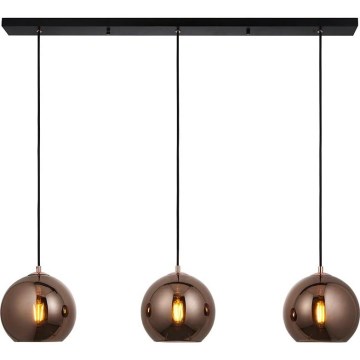 Endon 102929 - Hanglamp aan een koord BOLI 3xE27/10W/230V zwart/gerookt bruin