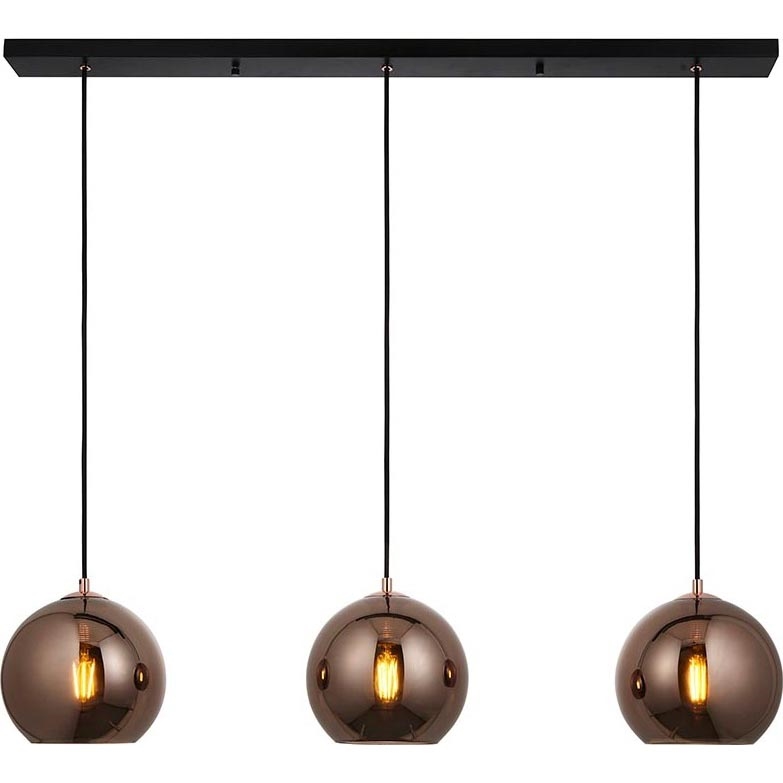 Endon 102929 - Hanglamp aan een koord BOLI 3xE27/10W/230V zwart/gerookt bruin