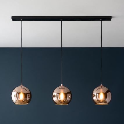 Endon 102929 - Hanglamp aan een koord BOLI 3xE27/10W/230V zwart/gerookt bruin