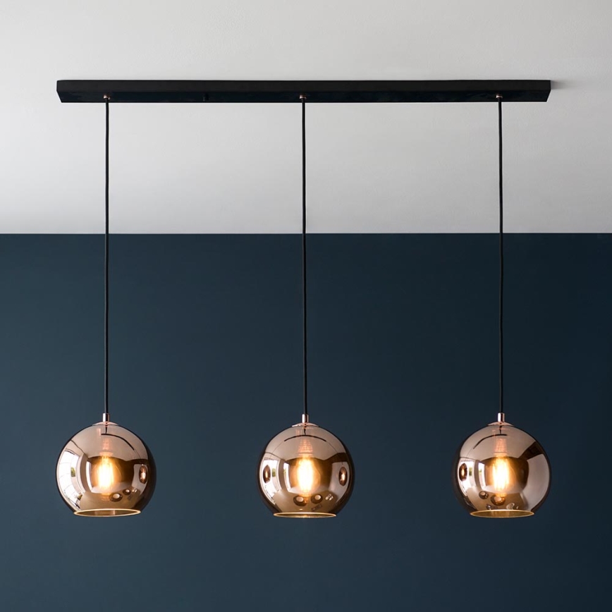 Endon 102929 - Hanglamp aan een koord BOLI 3xE27/10W/230V zwart/gerookt bruin