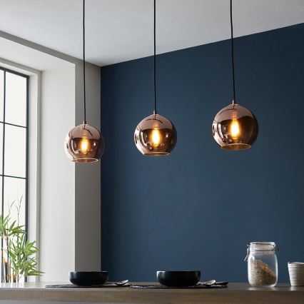 Endon 102929 - Hanglamp aan een koord BOLI 3xE27/10W/230V zwart/gerookt bruin