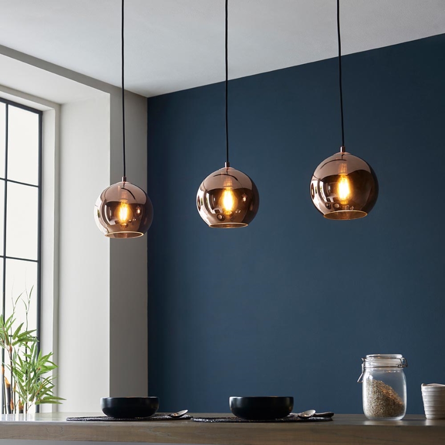 Endon 102929 - Hanglamp aan een koord BOLI 3xE27/10W/230V zwart/gerookt bruin