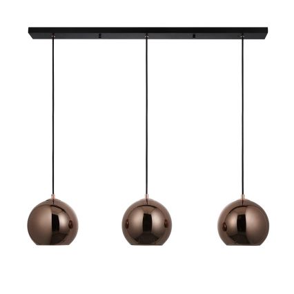 Endon 102929 - Hanglamp aan een koord BOLI 3xE27/10W/230V zwart/gerookt bruin
