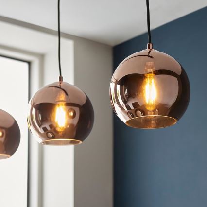 Endon 102929 - Hanglamp aan een koord BOLI 3xE27/10W/230V zwart/gerookt bruin